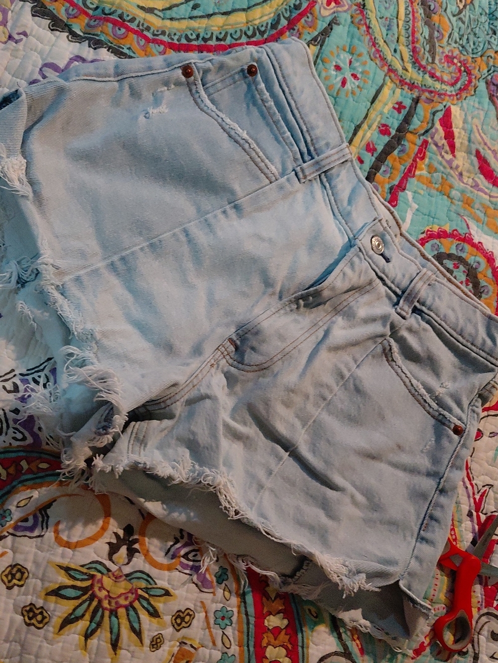 Abercrombie & Fitch Light Blue Distressed Denim Shorts